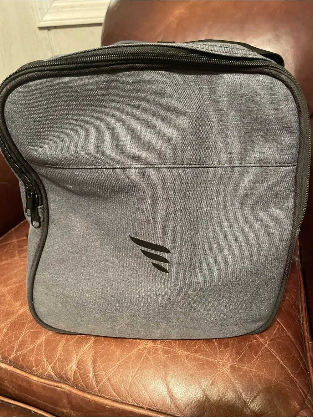 Gray Men's Duffel Bag with Red Letter Accent